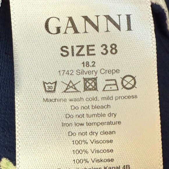 Ganni Tie Waist Blouse | Size 38 | Blue with Flowers - Picture 8 of 8